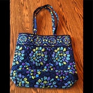 Vera Bradley Cotton Quilted Indigo Pop Blue Floral Pattern Large Tote Bag